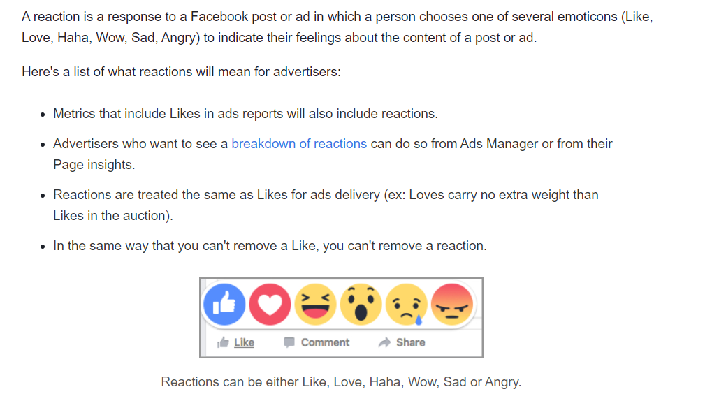 facebook insights for ad reactions